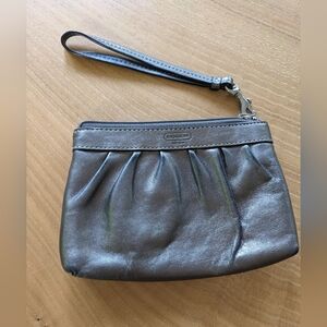 Coach pewter silver wristlet metallic leather circa 2000s